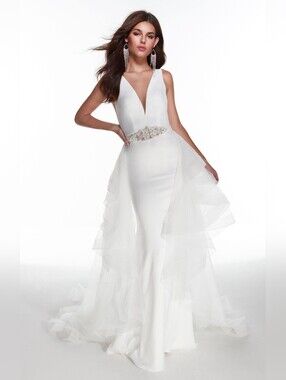 NEW Alyce Paris 7025 Detachable Tulle Overskirt Formal Dress Size 6